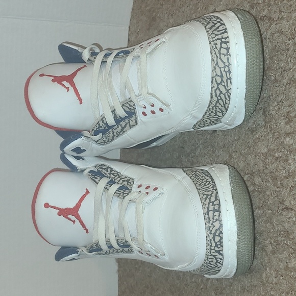 Nike Air Jordan 3 sneakers shoes True Blue Leather MINIMAL CREASES size 14 - Picture 2 of 7